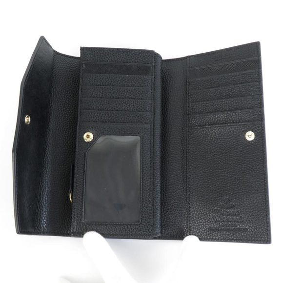 VIVIENNE WESTWOOD Bi-Fold Long Wallet Leather Black Women's r9580g - Picture 3 of 5
